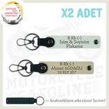 MiaWiki İsim Plaka ve B Rh (-) Kan Grubu Yazılı Anahtarlık, Standart, MH-KAN-MT-8514x2, Beyaz-Sütlü Kahve-lacivert, erkek