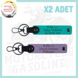 MiaWiki İsim Plaka ve Kan Grubu Anahtarlığı Motosiklet, Standart, MH-KAN-MT-5293x2, Mor Menekşe-Koyu Turkuaz, üniseks-yetişkin