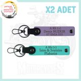 MiaWiki İsim Plaka ve Kan Grubu Anahtarlık Motosiklet, Standart, MH-KAN-MT-4299x2, Mor Menekşe-Turkuaz, üniseks-yetişkin