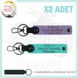 MiaWiki İsim Plaka ve Kan Grubu Anahtarlık Motosiklet, Standart, MH-KAN-MT-5910x2, Mor Menekşe-Turkuaz-lacivert, üniseks-yetişkin