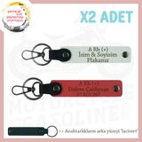 MiaWiki İsim Plaka ve Kan Grubu Yazılı Anahtarlık Set, Standart, MH-KAN-MT-5926x2, Nar Çiçeği-Beyaz-lacivert, üniseks-yetişkin