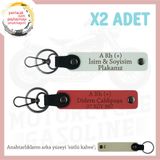 MiaWiki İsim Plaka ve Kan Grubu Yazılı Anahtarlık Set, Standart, MH-KAN-MT-5928x2, Nar Çiçeği-Beyaz-sütlü kahve, üniseks-yetişkin