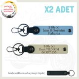 MiaWiki İsim Plaka ve Kan Grubu Yazılı Anahtarlık Set, Standart, MH-KAN-MT-7565x2, Gök Mavi-Sütlü Kahve-siyah, üniseks-yetişkin
