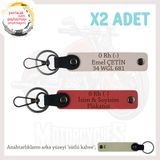MiaWiki İsim Plaka ve Kan Grubu Yazılı Anahtarlık, Standart, MH-KAN-MT-10980x2, Nar Çiçeği-Pudra-sütlü kahve, üniseks-yetişkin