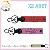 MiaWiki İsim Plaka ve Kan Grubu Yazılı Anahtarlık, Standart, MH-KAN-MT-6975x2, Nar Çiçeği-Pembe-sütlü kahve, kadın