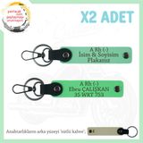 MiaWiki İsim Plaka ve Kan Grubu Yazılı Anahtarlık, Standart, MH-KAN-MT-7298x2, Yeşil-Fıstık Yeşil-sütlü kahve, üniseks-yetişkin
