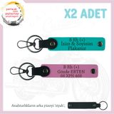 MiaWiki İsim Plaka ve Kan Grubu Yazılı Anahtarlık, Standart, MH-KAN-MT-7654x2, Koyu Turkuaz-Pembe-siyah, üniseks-yetişkin