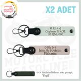 MiaWiki İsim Plaka ve Kan Grubu Yazılı Deri Anahtarlık, Standart, MH-KAN-MT-10049x2, Pudra-Beyaz-yeşil, üniseks-yetişkin