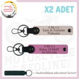 MiaWiki İsim Plaka ve Kan Grubu Yazılı Deri Anahtarlık, Standart, MH-KAN-MT-10078x2, Pudra-Pembe-lacivert, üniseks-yetişkin