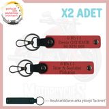 MiaWiki İsim Plaka ve Kan Grubu Yazılı Deri Anahtarlık, Standart, MH-KAN-MT-10966x2, Nar Çiçeği-lacivert, üniseks-yetişkin