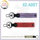 MiaWiki İsim Plaka ve Kan Grubu Yazılı Deri Anahtarlık, Standart, MH-KAN-MT-10970x2, Nar Çiçeği-Mor Menekşe-sütlü kahve, üniseks-yetişkin