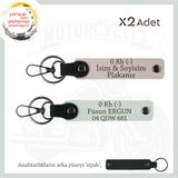 MiaWiki İsim Plaka ve Kan Grubu Yazılı Deri Anahtarlık, Standart, MH-KAN-MT-11047x2, Pudra-Beyaz-siyah, üniseks-yetişkin