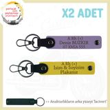MiaWiki İsim Plaka ve Kan Grubu Yazılı Deri Anahtarlık, Standart, MH-KAN-MT-5888x2, Mor Menekşe-Sarı-lacivert, üniseks-yetişkin
