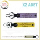 MiaWiki İsim Plaka ve Kan Grubu Yazılı Deri Anahtarlık, Standart, MH-KAN-MT-5890x2, Mor Menekşe-Sarı-sütlü kahve, üniseks-yetişkin