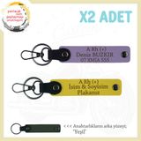 MiaWiki İsim Plaka ve Kan Grubu Yazılı Deri Anahtarlık, Standart, MH-KAN-MT-5891x2, Mor Menekşe-Sarı-yeşil, üniseks-yetişkin