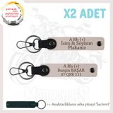 MiaWiki İsim Plaka ve Kan Grubu Yazılı Deri Anahtarlık, Standart, MH-KAN-MT-6076x2, Pudra-lacivert, üniseks-yetişkin