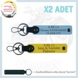 MiaWiki İsim Plaka ve Kan Grubu Yazılı Deri Anahtarlık, Standart, MH-KAN-MT-6127x2, Sarı-Gök Mavi-lacivert, üniseks-yetişkin