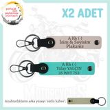 MiaWiki İsim Plaka ve Kan Grubu Yazılı Deri Anahtarlık, Standart, MH-KAN-MT-7097x2, Pudra-Turkuaz-sütlü kahve, üniseks-yetişkin