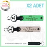 MiaWiki İsim Plaka ve Kan Grubu Yazılı Deri Anahtarlık, Standart, MH-KAN-MT-8057x2, Pudra-Fıstık Yeşil-siyah, üniseks-yetişkin