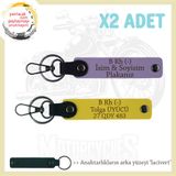 MiaWiki İsim Plaka ve Kan Grubu Yazılı Deri Anahtarlık, Standart, MH-KAN-MT-8888x2, Mor Menekşe-Sarı-lacivert, üniseks-yetişkin