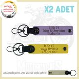 MiaWiki İsim Plaka ve Kan Grubu Yazılı Deri Anahtarlık, Standart, MH-KAN-MT-8890x2, Mor Menekşe-Sarı-sütlü kahve, üniseks-yetişkin