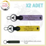 MiaWiki İsim Plaka ve Kan Grubu Yazılı Deri Anahtarlık, Standart, MH-KAN-MT-8891x2, Mor Menekşe-Sarı-yeşil, üniseks-yetişkin