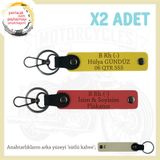 MiaWiki İsim Plaka ve Kan Grubu Yazılı Deri Anahtarlık, Standart, MH-KAN-MT-8985x2, Nar Çiçeği-Sarı-sütlü kahve, üniseks-yetişkin