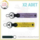 MiaWiki İsim Plaka ve Kan Grubu Yazılı Deri Anahtarlık, Standart, MH-KAN-MT-9888x2, Mor Menekşe-Sarı-lacivert, üniseks-yetişkin