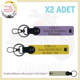 MiaWiki İsim Plaka ve Kan Grubu Yazılı Deri Anahtarlık, Standart, MH-KAN-MT-9890x2, Mor Menekşe-Sarı-sütlü kahve, üniseks-yetişkin