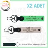 MiaWiki İsim Plaka ve Kan Grubu Yazılı Deri Anahtarlık, Tek Ebat, MH-KAN-MT-8056x2, Pudra-Fıstık Yeşil-lacivert, üniseks-yetişkin