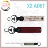 MiaWiki İsim Plaka ve Kan Grubu Yazılı Motorsiklet Anahtarlığı, Standart, MH-KAN-MT-7050x2, Pudra-Bordo-gri, üniseks-yetişkin