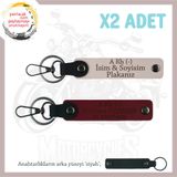 MiaWiki İsim Plaka ve Kan Grubu Yazılı Motorsiklet Anahtarlığı, Standart, MH-KAN-MT-7052x2, Pudra-Bordo-siyah, üniseks-yetişkin