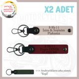 MiaWiki İsim Plaka ve Kan Grubu Yazılı Motorsiklet Anahtarlığı, Standart, MH-KAN-MT-9054x2, Pudra-Bordo-yeşil, üniseks-yetişkin