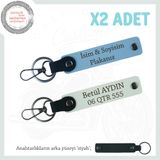 MiaWiki İsim Plaka Yazılı Deri Anahtarlık Seti, Standart, MH-KAN-MT-11797x2, Mavi-Beyaz-siyah, üniseks-yetişkin