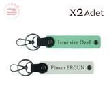 MiaWiki İsim & Soyisim Kişiselleştirilmiş 2'li Anahtarlık, Standart, MH-KAN-1179x2, Yeşil-Beyaz, üniseks-yetişkin