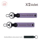 MiaWiki İsim & Soyisim Kişiselleştirilmiş 2'li Anahtarlık, Standart, MH-KAN-1692x2, Mor Menekşe-Siyah, üniseks-yetişkin