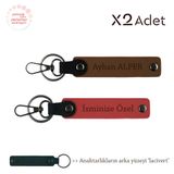 MiaWiki İsim & Soyisim Yazılabilen 2'li Anahtarlık, Standart, MH-KAN-1721x2, Nar Çiçeği-Açık Kahve-Lacivert, üniseks-yetişkin