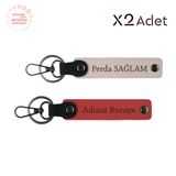 MiaWiki İsim Soyisimli 2'li Anahtarlık Takımı, Küçük Boy, MH-KAN-1123x2, Nar Çiçeği-Pudra, üniseks-yetişkin
