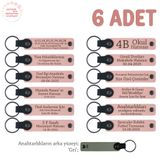 MiaWiki İsim Ve Özel Mesaj Yazılabilen 6'lı Anahtarlık, Standart, MH-KAN8583X6, Pudra & Gri, üniseks-yetişkin
