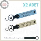 MiaWiki İsim Ve Plaka Yazılabilen Anahtarlık Takım, Standart, MH-KAN-MT-11831x2, Mavi-Sütlü Kahve-siyah, üniseks-yetişkin