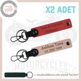MiaWiki İsim Ve Plaka Yazılabilen Deri Anahtarlık, Standart, MH-KAN-MT-12010x2, Nar Çiçeği-Yavruağzı-lacivert, üniseks-yetişkin