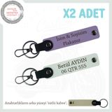 MiaWiki İsim Ve Plaka Yazılı Hediye Anahtarlık Set, Standart, MH-KAN-MT-11843x2, Mor Menekşe-Beyaz-sütlü kahve, üniseks-yetişkin
