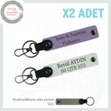 MiaWiki İsim Ve Plaka Yazılı Özel Anahtarlık Takımı, Standart, MH-KAN-MT-11840x2, Mor Menekşe-Beyaz-gri, üniseks-yetişkin