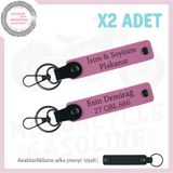 MiaWiki İsim Ve Plaka Yazılı Özel Anahtarlık Takımı, Standart, MH-KAN-MT-12032x2, Pembe-siyah, üniseks-yetişkin