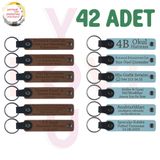 MiaWiki İsim Yazılabilir Deri Anahtarlık 42'li Set, Standart, MH-KAN9013X42, Açık Kahve & Gök Mavi, üniseks-yetişkin