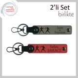 MiaWiki İsim Yazılabilir Deri Anahtarlık Fighter Temalı, Tek Ebat, MH-KAN-40192x2, kül gri-nar çiçeği, üniseks-yetişkin