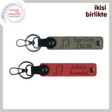 MiaWiki İsim Yazılabilir Deri Anahtarlık Seti, Tek Ebat, MH-KAN-35799x2, kül gri-nar çiçeği, üniseks-yetişkin