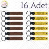 MiaWiki İsim Yazılabilir Deri Hatıra Anahtarlık 16'lı Set, Standart, MH-KAN9021X16, Açık Kahve & Sarı, üniseks-yetişkin