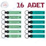 MiaWiki İsim Yazılabilir Deri Hatıra Anahtarlık 16'lı Set, Standart, MH-KAN9028X16, Açık Yeşil & Koyu Turkuaz, üniseks-yetişkin
