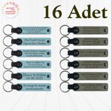 MiaWiki İsim Yazılabilir Deri Hatıra Anahtarlık 16'lı Set, Standart, MH-KAN9065X16, Gök Mavi & Kül Gri, üniseks-yetişkin